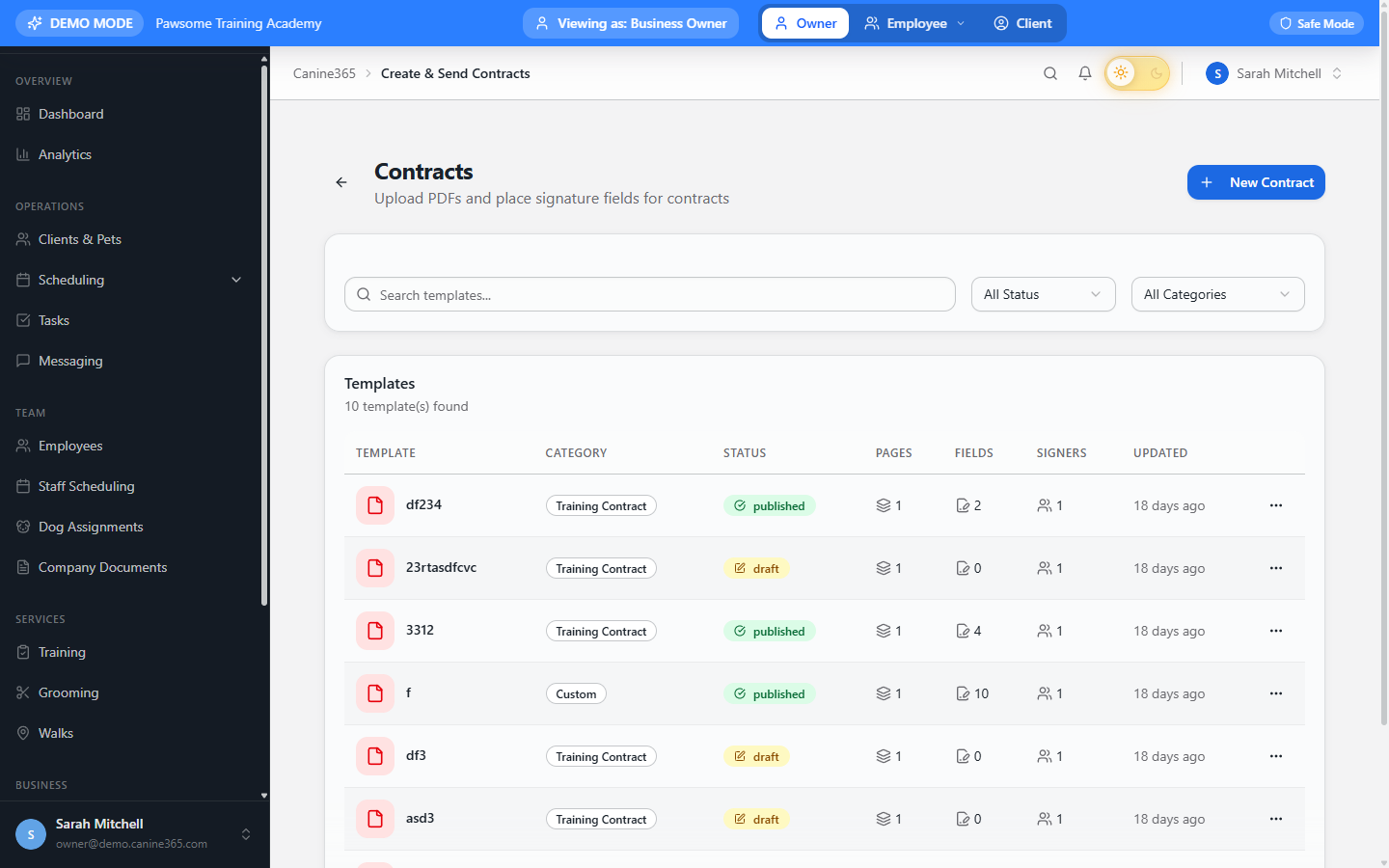 Contracts & Waivers screenshot in Canine365