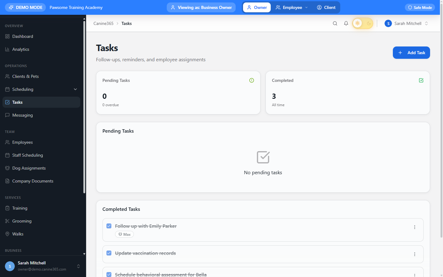Tasks & Follow-ups screenshot